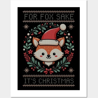 For Fox Sake Ugly Christmas Sweater Posters and Art